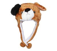 JK Home Bonnet Animaux Chapeau Ski Peluche Adulte Enfant Echarpe Capuche Oreilles Déguisement Cosplay Chien Brun