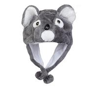 JK Home Bonnet Animaux Chapeau Ski Peluche Adulte Enfant Echarpe Capuche Oreilles Déguisement Cosplay Chien Gris