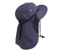 JK Home Chapeau avec Capuche Large Bord Imperméable Cordon Réglable pour Jungle Randonnée Pêcheur Bleu Marine