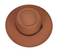 JK Home Chapeaux à Large Bord Fedora à Plat Panama Protection de Soleil Boucle Cuir Imité Jungle Mariage A:Marron