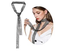 JK Home Echarpe Cristal Femme Foulard à Paillette Cravate Longue Cosplay Halloween Mariage Cocktail #C Black