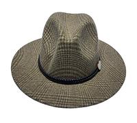 JK Home Femme Chapeau à Carreaux Fedora Vintage Large Bord Jazz pour Soirée Mariage Carreaux Café