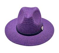 JK Home Femme Chapeau à Carreaux Fedora Vintage Large Bord Jazz pour Soirée Mariage Carreaux Violet
