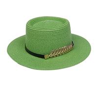 JK Home Femme Chapeau de Paille Panama Large Bord avec Boucle Capeline Eté Anniversaire Camping Plage Vert