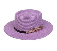 JK Home Femme Chapeau de Paille Panama Large Bord avec Boucle Capeline Eté Anniversaire Camping Plage Violet