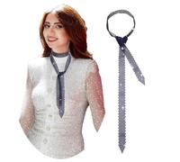 JK Home Foulard Cravate Cristal Paillette Echarpe Longue Etroite Couleur Uni Déguisement Mariage Cérémonie Halloween Noël #B Blue Black