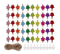 JK Home Pinces à Linge en Bois Mini Épingles Photo Clips pour Buanderie Papier Craft Loisirs Créatifs Maison Décoration 50pcs 3.0cm Multicolore Fleur