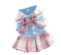 JK Plaid Dog Dress Jupe Chiot Mignon Costumes de fête pour Chiens Confortables pour Les Petits Chiens Bichon Frize Pomeranian Schnauzer Printemps Automne vêtements Polyester (Rose)