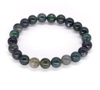jkahh Bracelets en pierre naturelle de 8 mm pour homme et femme Fluorite/obsidienne dorée/aventurine verte/agate mousse verte/jaspe vert forêt tropicale, 19cm, Pierre, Agate
