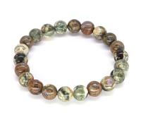 jkahh Bracelets en pierre naturelle de 8 mm pour homme et femme Fluorite/obsidienne dorée/aventurine verte/agate mousse verte/jaspe vert forêt tropicale, 19cm, Pierre, Agate