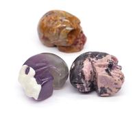 jkahh Lot de 3 têtes de mort en pierre naturelle de 3,8 cm - Tête de squelette - Modèle sculpté - Décoration d'intérieur - Collection d'artisanat, 19cm, Pierre, Agate