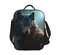 JKASDTRP Fantasy Wolf Grand sac à déjeuner isotherme réutilisable et étanche avec bandoulière réglable pour homme et femme, travail, voyage, pique-nique
