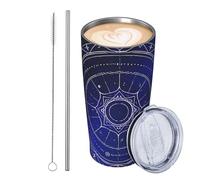 JKASDTRP Gobelet de voyage isotherme de 591 ml en acier inoxydable étanche avec couvercle et paille - Tasse à café de voyage de style abstrait de style abstrait, galaxie, constellation de la galaxie