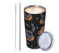 JKASDTRP Gobelet de voyage isotherme en acier inoxydable de 591 ml - Tasse à café de voyage étanche avec couvercle et paille - Tasse à café de voyage avec inscription « I Love My Dog » - Cadeau pour