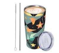 JKASDTRP Gobelet de voyage isotherme en acier inoxydable de 591 ml - Tasse à café de voyage étanche avec couvercle et paille - Tasse à café de voyage avec couvercle et paille - Tasse à café de voyage