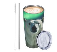 JKASDTRP Gobelet de voyage isotherme en acier inoxydable de 591 ml - Tasse à café de voyage étanche avec couvercle et paille - Tasse à café de voyage avec couvercle et paille - Gobelet de voyage