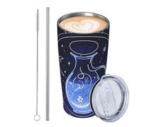 JKASDTRP Gobelet de voyage isotherme en acier inoxydable de 591 ml - Tasse à café de voyage étanche avec couvercle et paille - Tasse à café de voyage - Tasse à café de voyage - Tasse à café de voyage