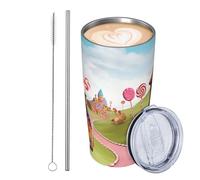 JKASDTRP Gobelet de voyage isotherme en acier inoxydable de 591 ml - Tasse à café de voyage étanche avec couvercle et paille - Tasse à café de voyage - Cadeau idéal pour femme, homme, amoureux