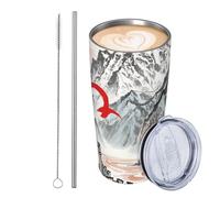 JKASDTRP Gobelet de voyage isotherme en acier inoxydable de 591 ml - Tasse à café de voyage étanche avec couvercle et paille - Tasse à café de voyage « Love One's Country And The River » - Cadeau pour