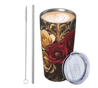 JKASDTRP Gobelet de voyage isotherme en acier inoxydable de 591 ml - Tasse à café de voyage étanche avec couvercle et paille - Tasse à café de voyage de luxe - Tasse à café de voyage de luxe pour