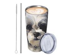 JKASDTRP Gobelet de voyage isotherme en acier inoxydable de 591 ml - Tasse à café de voyage étanche avec couvercle et paille - Tasse à café de voyage pour Shih Tzu - Cadeau pour femme, homme, amoureux