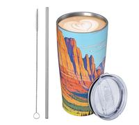 JKASDTRP Gobelet de voyage isotherme en acier inoxydable de 591 ml - Tasse à café de voyage étanche avec couvercle et paille - Tasse à café de voyage pour les parcs nationaux et les montagnes - Cadeau
