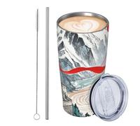 JKASDTRP Gobelet isotherme en acier inoxydable de 591 ml - Tasse à café de voyage étanche avec couvercle et paille - Tasse à café de voyage Love One's Country - Cadeau pour femme, homme, amoureux