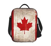 JKASDTRP Grand sac à déjeuner isotherme réutilisable et étanche avec bandoulière réglable - Motif drapeau du Canada - Pour homme et femme - Pour travail, voyage, pique-nique