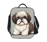 JKASDTRP Shih Tzu Grand sac à déjeuner isotherme réutilisable et étanche avec bandoulière réglable pour homme et femme Pour le travail, les voyages, les pique-niques