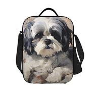 JKASDTRP Shih Tzu Grand sac à déjeuner isotherme réutilisable et étanche avec bandoulière réglable pour homme et femme, travail, voyage, pique-nique