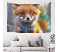 JKASDTRP Tapisserie en velours pêche 152,4 x 101,6 cm, sans dommage, à suspendre au mur, toile de fond douce et durable, affiche pour décoration murale pour fête à la maison, renard mignon