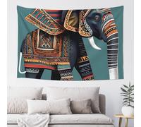 JKASDTRP Tapisserie en velours pêche 152,4 x 101,6 cm, sans dommage, à suspendre au mur, toile de fond douce et durable, décoration murale pour maison, fête, motif éléphant aztèque, art à suspendre