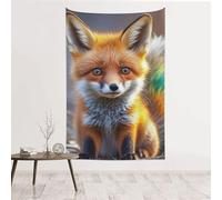JKASDTRP Tapisserie en velours pêche 152,4 x 101,6 cm, sans dommage, à suspendre au mur, toile de fond douce et durable, affiche pour décoration murale pour fête à la maison, renard mignon