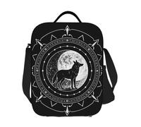 JKASDTRP Wolf Moon Grand sac à déjeuner isotherme réutilisable et étanche avec bandoulière réglable pour homme et femme