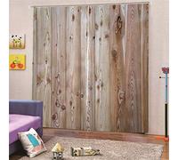 JKCloth Rideau Occultant 2 Panneaux Planche de Bois Naturel, Anti-UV Rideaux De Fenêtre D'effet 3D, Isolant Thermique Insonorisation Isolation Contre Vent Salon 140x245cm