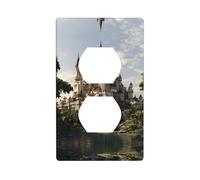 JKDGOJ Beau château imprimé panneau mural double prise domestique couvercle d'alimentation durable pour prises et interrupteurs décoratifs
