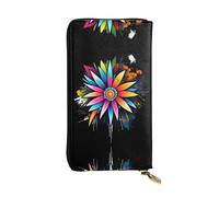 JKDGOJ Bloom at will Prints Portefeuille long en cuir pour femme Grande capacité avec fermeture éclair