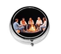 JKDGOJ Bonfire Mini boîte à pilules ronde avec 3 compartiments pour le rangement des pilules et le voyage portable