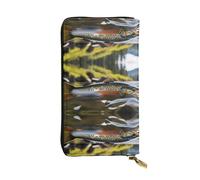 JKDGOJ Brook Trout Fly Fishing Prints Portefeuille long en cuir pour femme Grande capacité avec fermeture éclair