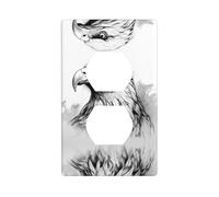 JKDGOJ Croquis Eagle Head Prints Panneau mural double prise domestique durable pour prises et interrupteurs décoratifs