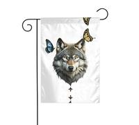 JKDGOJ Drapeau de jardin avec image de loup brutal - Convient pour toutes les saisons - 30,5 x 45,7 cm