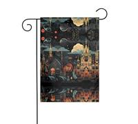 JKDGOJ Drapeau de jardin avec image de petites villes - Convient pour toutes les saisons - 30,5 x 45,7 cm