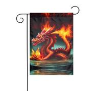 JKDGOJ Drapeau de jardin avec image du Roi dragon dans le feu - Convient pour toutes les saisons - 30,5 x 45,7 cm