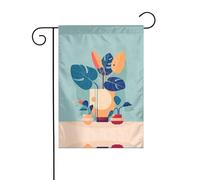 JKDGOJ Drapeau de jardin en bambou bleu et orange à dos de tortue pour toutes les saisons 30,5 x 45,7 cm
