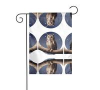 JKDGOJ Drapeau de jardin en forme de chouette sous la lune, convient pour toutes les saisons, 30,5 x 45,7 cm