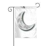 JKDGOJ Drapeau de jardin gris demi-mois pour l'extérieur - Convient pour toutes les saisons - 30,5 x 45,7 cm