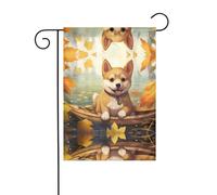 JKDGOJ Drapeau de jardin Shiba Inu à bord - Convient pour toutes les saisons - 30,5 x 45,7 cm