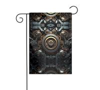 JKDGOJ Drapeau de jardin Steampunk Gear image drapeau extérieur convient pour toutes les saisons 30,5 x 45,7 cm