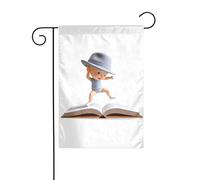 JKDGOJ Drapeau de jardin « The Boy in the Book » - Convient pour toutes les saisons - 30,5 x 45,7 cm