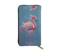 JKDGOJ Élégant portefeuille de poche en cuir pour femme avec imprimé flamant rose grande capacité avec fermeture éclair